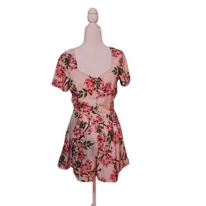 On The Road Mini Shorts Romper Jumper S jumpsuit Floral Short Sleeve Cre…